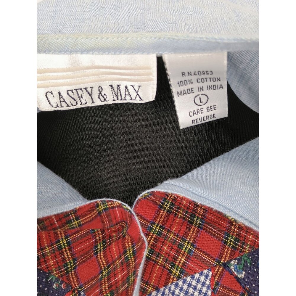 1990s Casey & Max Patchwork Denim Schnauzer Plaid… - image 2